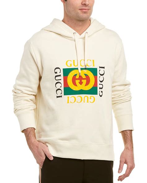 gucci logo hoodie white|white Gucci logo hoodie men.